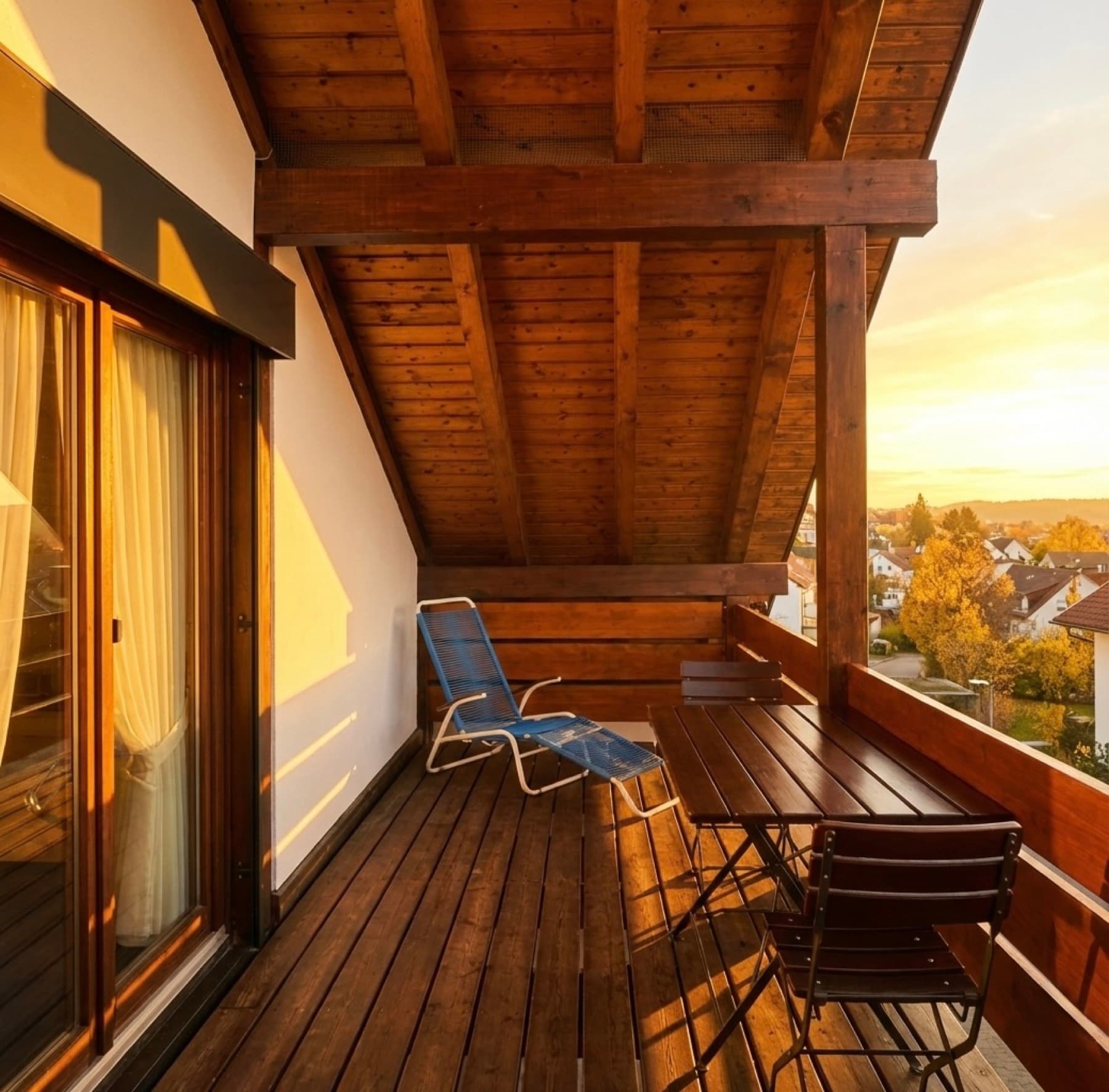 Balkon bei Sonnenuntergang