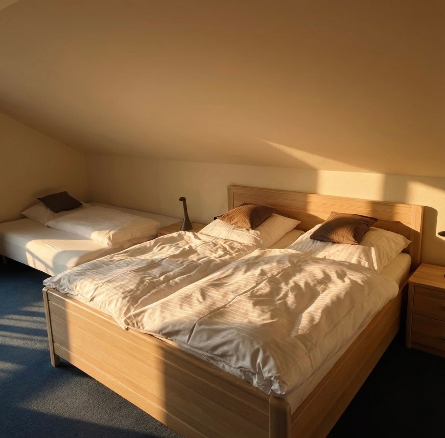 Doppelbett und Einzelbett